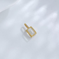 Ciondolo in Oro 18K con Diamante Coltivato in Laboratorio, Minimalista, Taglio Smeraldo a Quattro Griffe, Gioielli Raffinati da Donna, Collane alla Moda, Charm Delicato
