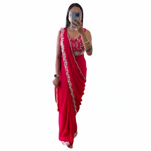 Diseñador Heavy Sequence Saree Alta calidad en Chinon Indian Tradicional Adultos Bodas Fiestas - Product Image 1