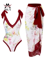 Échantillon 3-7 jours : Maillot de bain une pièce personnalisé pour femme, décolleté en V profond, bretelles à nœud, coupe haute, ensemble de plage avec paréo
