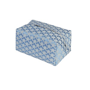 Caja de pañuelos de brocado estilo chino, color azul claro, con diseño de escamas de pez, tela antipolvo, para uso en coche y hogar - Product Image 1