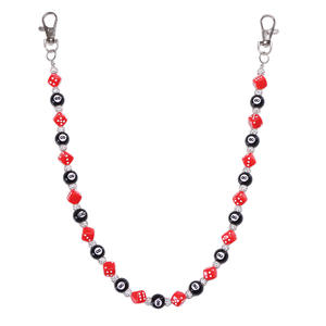 Cadena de cintura para hombre con dados y bola ocho de diamantes de imitación, cadena de bolsillo de mezclilla, cadena corporal de moda casual de aleación de zinc, de un solo brazalete - Product Image 5