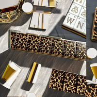 Magnifique ensemble de mahjong pliable de luxe à imprimé léopard, fabriqué en acrylique 4 couches, idéal pour le jeu en intérieur et les cadeaux