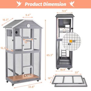 <span class=keywords><strong>Volière</strong></span> de vol en bois avec perchoirs et plateau coulissant facile à nettoyer pour les perruches Grande cage à oiseaux extérieure - Product Image 5