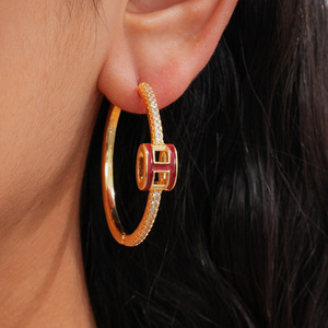 Pendientes de Aro Geométricos Chapados en Oro de 18K para Mujer, Regalo para Fiesta - Product Image 3