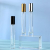 Flacons de parfum miniatures carrés transparents rechargeables vintage à fond épais personnalisés de 10 ml, échantillons de parfum en verre, flacons de parfum avec impression d'écran, pompe