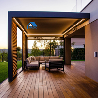 Pergola en aluminium pour extérieur, avec porte coulissante en verre, réglable électriquement, pour balcon, écologique, durable et résistante au vent