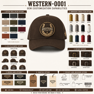 Gorra de béisbol al por mayor de sarga de algodón de 6 paneles con insignia de herradura estilo Western Heritage Pack, importada para minoristas de ranchos con logotipo personalizado - Product Image 5