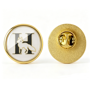 Pin de Solapa Redondo de Metal Personalizado, Insignia Esmaltada con Letras y Animales, Pin Dorado para Ropa, Regalo, Souvenir - Product Image 1