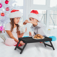 Ordinateur portable debout manger collation petit déjeuner servant bambou lit plateau Table avec pieds pliants pour la nourriture