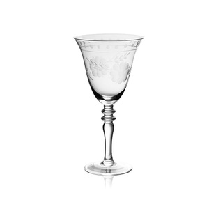 Calice d'Acqua in Vetro Inciso Moderno Personalizzato con Motivo a Foglie e Fiori Intagliati a Mano a Forma di Campana - Product Image 6