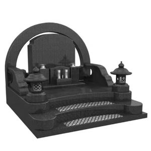 Monument funéraire en granit naturel de conception japonaise moderne avec base et marches pour cimetière - Product Image 1