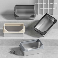 Lettiera per Gatti in Acciaio Inossidabile e Plastica a Basso Profilo con Facile Accesso per Gatti Anziani, Grande Capacità, Facile da Pulire, Toilette per Animali Domestici