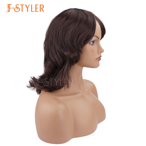 FStyler mujeres pelucas marrón oscuro ondulado pelo diario fibra sintética fiesta Halloween Cosplay <span class=keywords><strong>abuela</strong></span> <span class=keywords><strong>peluca</strong></span> - Product Image 1