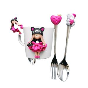 Taza de Cerámica con Diseño de Gata Linda, Taza de Regalo de Arcilla Polimérica - Product Image 1