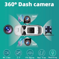 Cámara para Vehículo Lancol A35 de 4 Canales, Grabación Cuádruple 1080P, 360° Frontal+Izquierda+Derecha+Trasera, Pantalla IPS de 2.4'', WiFi Opcional, Sensor G, Visión Nocturna