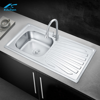 Évier de cuisine à une cuvette à montage supérieur K-10050D en acier inoxydable avec évier à linge d'angle à égouttoir