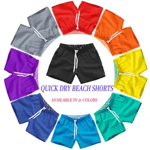 OEM ODM celana pantai produsen warna Solid papan pantai celana pendek pria berenang cetak pakaian renang celana renang untuk pria