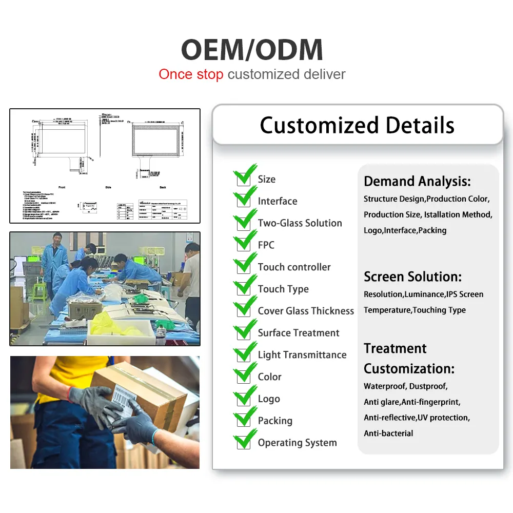 Écran tactile personnalisé de 15 pouces Ctp étanche gant stylet écran tactile Ag Af verre capacitif écran LCD multi tactile