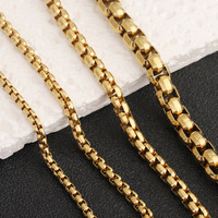 Chaînes carrées martelées en acier titane plaqué or 18 carats D631 de 3 mm et 4 mm pour la fabrication de bijoux et de sacs