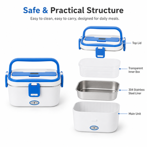 Boîte à lunch chauffante électrique portable 1,8 L sans BPA en acier inoxydable 304 pour le bureau, la voiture, la maison et les voyages KL03001 - Product Image 1
