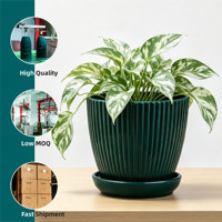 Pot de fleurs circulaire moderne en plastique PP avec trous de drainage, durable, capacité de 2,09 L, modèle S-170, pour utilisation au sol, à la maison et en jardinage