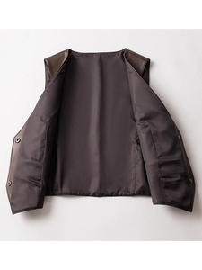 2025 Spring Autumn New Genuine Leather <b>Women</b> Sheepskin Slim Fit Short Sleeveless Casual Versatile V-neck <b>Tank</b> <b>Top</b> for Suits Made - Product Image 3