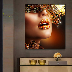 Belle peinture d'<span class=keywords><strong>art</strong></span> <span class=keywords><strong>sur</strong></span> <span class=keywords><strong>toile</strong></span> représentant une femme, <span class=keywords><strong>art</strong></span> moderne doré, <span class=keywords><strong>portrait</strong></span> <span class=keywords><strong>pop</strong></span>, décoration murale pour la maison - Product Image 6
