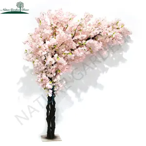 Wholesale Fake Pink Arch Cherry Tree 2 Meters Indoor Wedding Decoration Artificial Cherry Blossom Tree