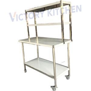 VCT Heavy-Duty Stainless Steel Condiment Bar 2-Layer <b>Worktable</b> Top Shelf with 300KG Capacity - Product Image 1