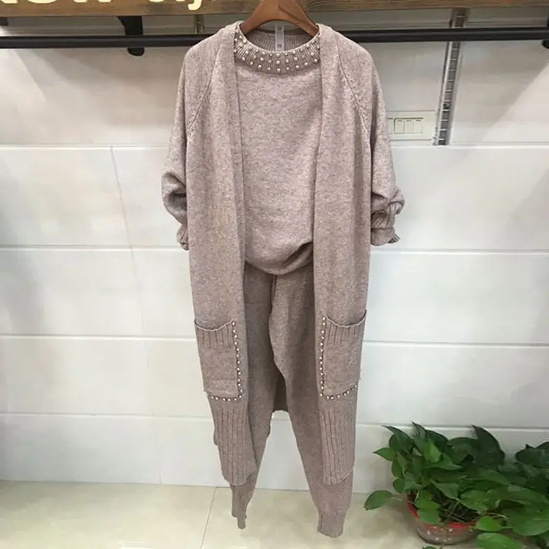 Three-Piece Suit Hair Cashmere round Neck Long Sleeve Oversized Jersey Custom Sweater Knitted Pullovers Knit Tops