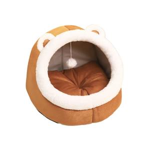 Petit chenil portable de luxe pour <span class=keywords><strong>chien</strong></span> hiver toutes saisons semi-fermé épaissi coussin chaud respirant confortable solide motif Carton - Product Image 2