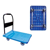 Carretilla de Carga Plegable de Cuatro Ruedas, 400 kg, Resistente, con Estructura de Zinc Galvanizado, Madera Contrachapada, Plástico, Aluminio y Acero