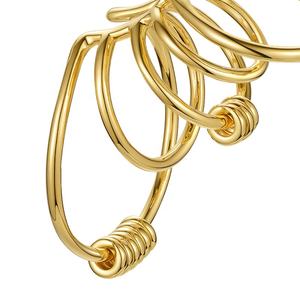 Mode 18K verguld messing sieraden multi-loop lijnen design geen oorgaatje oorbeentje <span class=keywords><strong>clip</strong></span> oorclip oorbellen E201174 - Product Image 3