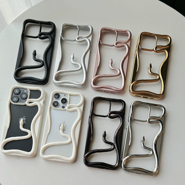 Cartoon 3D Skeletonized Snake Electroplate TPU Phone Case for iphone 17 Pro 16 Pro Max 15 Pro 14 13 Free Shipping Year of Snake