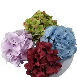 Vente en gros d'hortensia macrophylla têtes de fleurs artificielles pour décoration de centre de mariage bricolage décoration de la maison