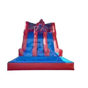 Inflatable स्पाइडरमैन पहाड़ स्पाइडर मैन वेब और waterslide सूखी पानी स्लाइड