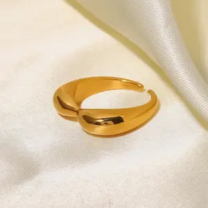 批发简约新款钛钢戒指女式时尚不锈钢铸造开放式派对戒指