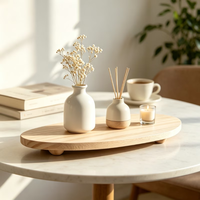 Plateau à parfum en bois, plateau rond en bois pour salle de bain, porte-bougie d'aromathérapie, plateau décoratif en bois pour salle de bain