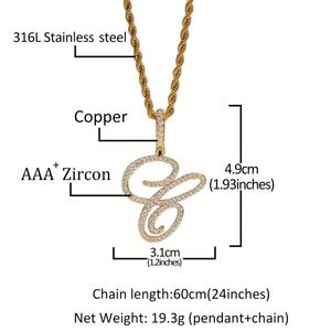 Colgante Personalizado con Nombre en Cursiva, con Diamantes, Chapado en Oro, Letra Inicial, Collar Plateado en Oro y Plata, Personalizado - Product Image 2
