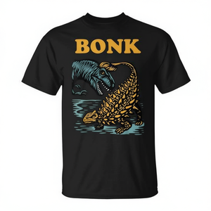 Camiseta Bonk Dinosaur Prehistoric Humor para Adultos Unisex, Negra, Cuello Redondo, Manga Corta, Impresión Serigráfica, Uso Promocional - Product Image 2