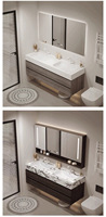 Ensemble de meubles de salle de bain : Meuble sous-vasque intégré et meuble-lavabo pour toilettes