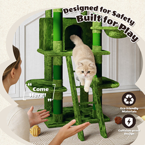 Árbol para Gatos Grande de 70.87 Pulgadas con 2 Condominios, 3 Perchas, Hamaca, Postes de Sisal Afelpados para Rascar, Muebles para Gatos de Interior - Product Image 3