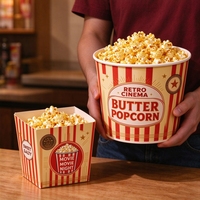 Seau à Popcorn Personnalisé avec LOGO, Bol en Papier Jetable pour Poulet Frit, Idéal pour l'Emballage Alimentaire et les Soirées Cinéma - Vente Chaude