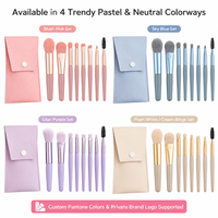 Ensemble de pinceaux de maquillage synthétiques avec logo personnalisé, pour le visage, les yeux, le fond de teint, mini pinceaux de maquillage portables et mignons, sac à fermeture éclair pour enfants
