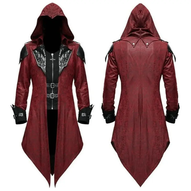 Mittelalter liche Steampunk Tailcoat Erwachsene Herren Renaissance Piraten Vampir Gothic Jacken Warlock Frock Coat für Halloween Kostüme