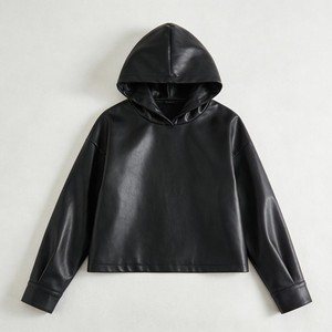 Sweat-shirt à capuche en <span class=keywords><strong>cuir</strong></span> de luxe pour homme, personnalisé, en <span class=keywords><strong>cuir</strong></span> véritable <span class=keywords><strong>noir</strong></span>, pull-over, veste coupe-vent chaude d'hiver - Product Image 1