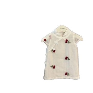 Child Star Circle Baby Girls Cheongsam Vest Dress White Cherry Embroidered Traditional Chinese Party Wear - Product Image 5
