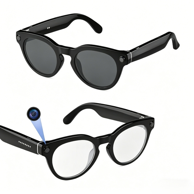 WiFi Enabled 1080P HD Video Camera Glasses 8MP Magnetic Charging Image Stabilization Music Call AI Translation Voice Touch