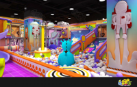 Aire de jeux intérieure personnalisable sur le thème de l'exploration spatiale avec toboggan et piscine à balles pour les centres d'amusement pour enfants