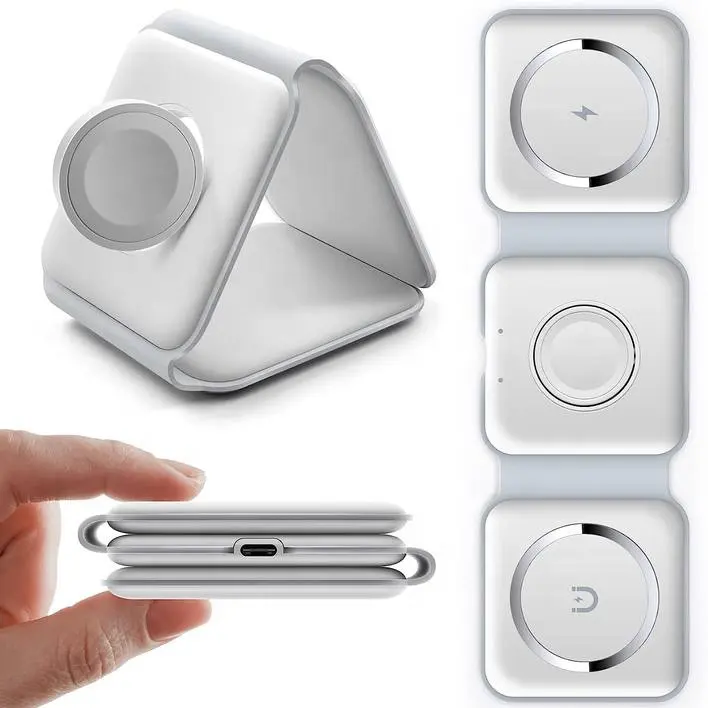 Sạc Không Dây Từ Tính Gấp 3 Trong 1 Cho Thiết Bị Apple Đế Sạc Nhanh 15W Cho Iphone Apple Watch Airpods